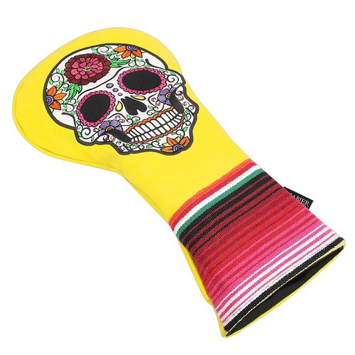 SHABIER Rose Embroidery Design Golf Headcover Sugar with Skull Design for Golf Club (Yellow, Driver)