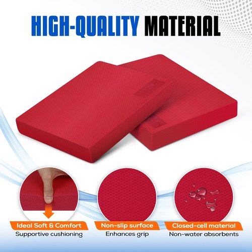 Yes4All Balance Pad, Nonslip TPE Foam Balance Pad with Upgraded Sizes - L, XL, XXL Balance Mat for Fitness, Yoga & Stability Training - Multicolor Options - L, Red