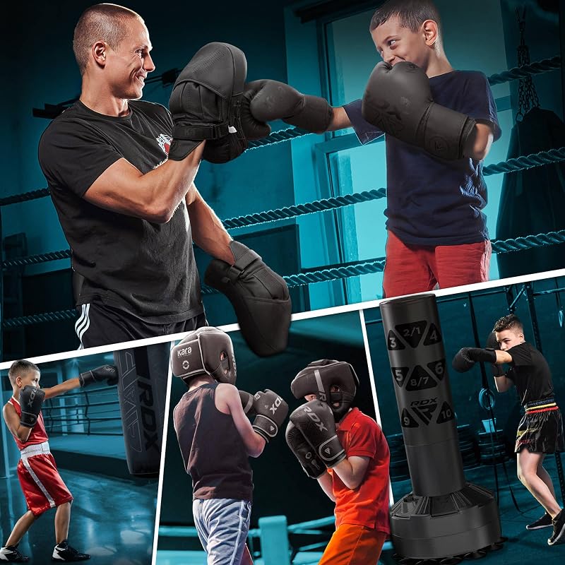 RDX Kids Boxing Gloves - Maya Hide Leather, Kara Patent, 6oz, BLACK+6OZ Variation