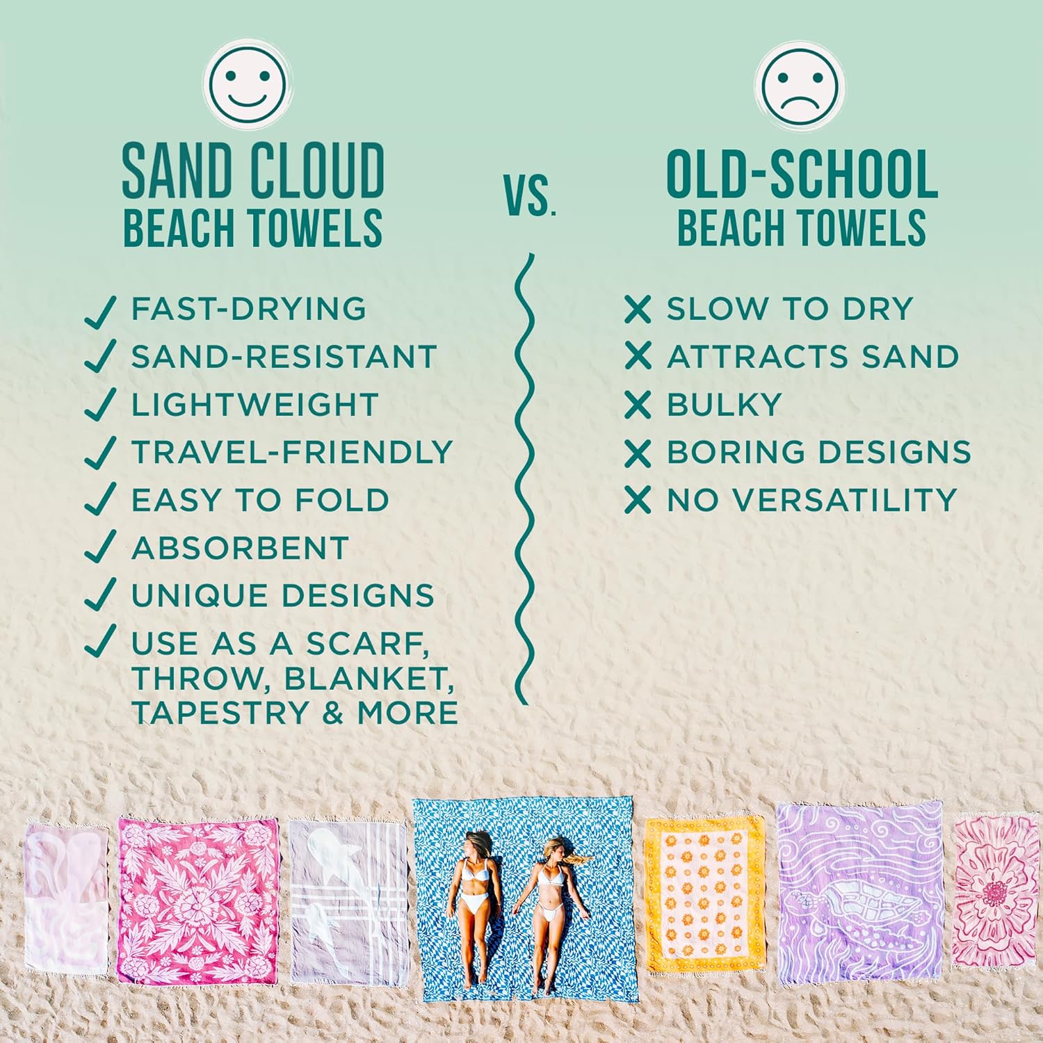 Sand Cloud Large Turkish Beach Towel - Sand Free & Quick Dry - 100% Organic Cotton - Boho Honey XL