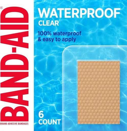 BAND-AID Brand Clear Waterproof Adhesive Bandages - Sterile First-Aid for Minor Wounds | Jumbo 6 ct