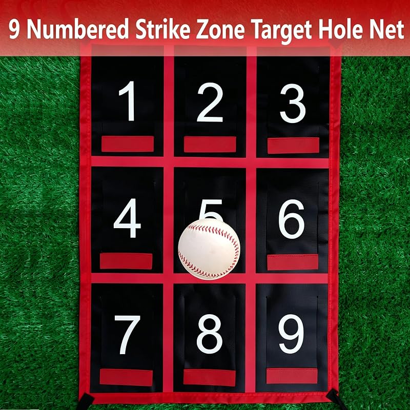 CORECISE Red Numbered Strike Zone Target for Baseball & Softball Net – 9-Zone Pitching Target