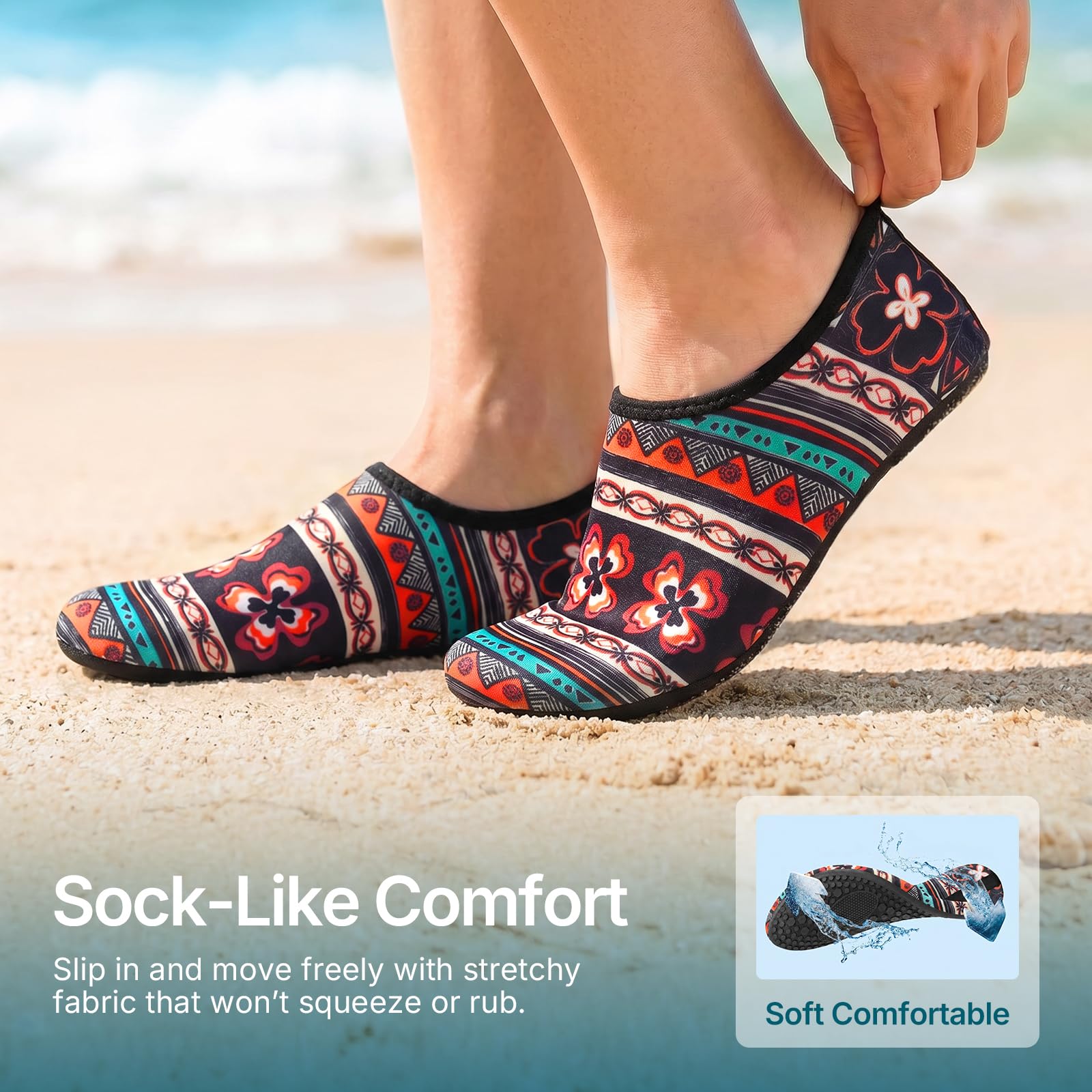 Water Shoes for Women Men Quick-Dry Aqua Socks Swim Beach Barefoot Yoga Exercise Wear Sport Accessories Pool Camping Must Haves Adult Youth Size 8.5-9.5Women/7.5-8.5Men
