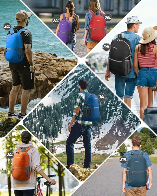 Gonex Ultra Lightweight Packable Daypack Handy Foldable Camping Outdoor Travel Cycling Backpack(Black)