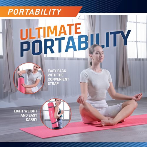 Circuit Fitness by Marcy Non-Slip Yoga Mats - Multi-Purpose, Thick & Colorful with Carrying Strap