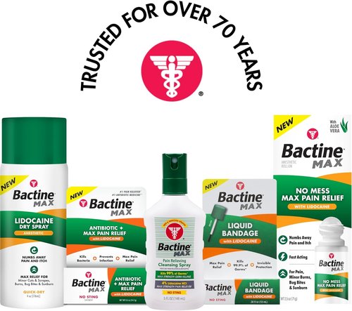 Bactine Max Antiseptic Spray - Pain Relief with Lidocaine, No-Sting Formula, 5oz
