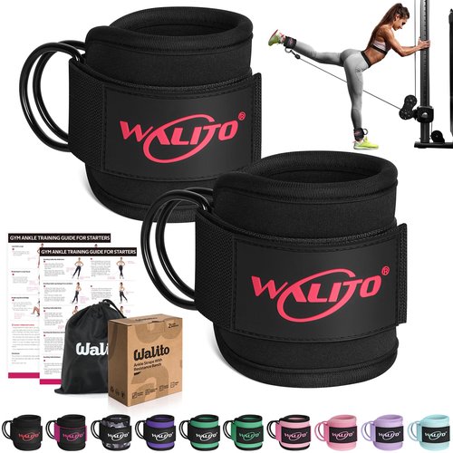 WALITO Exercise Handles and Gym Ankle Straps, Replacement Cable Machine Attachments for Home Gym Equipment, Pulley System, Pilates, Resistance Bands, Strength Trainer