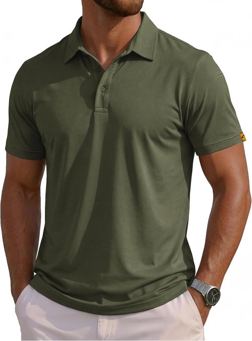MAGCOMSEN Men's Polo Shirt - Short Sleeve Dry Fit Golf Polo with Moisture Wicking & UPF 50+ Protection