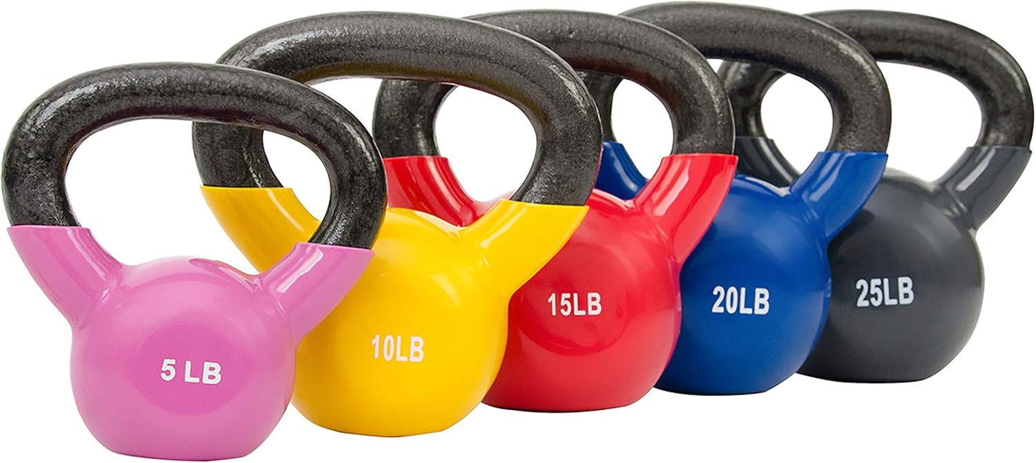 Sunny Health & Fitness Vinyl Coated Kettlebell - Ideal for Strength Training & Swinging | Available in 5-25 Pounds