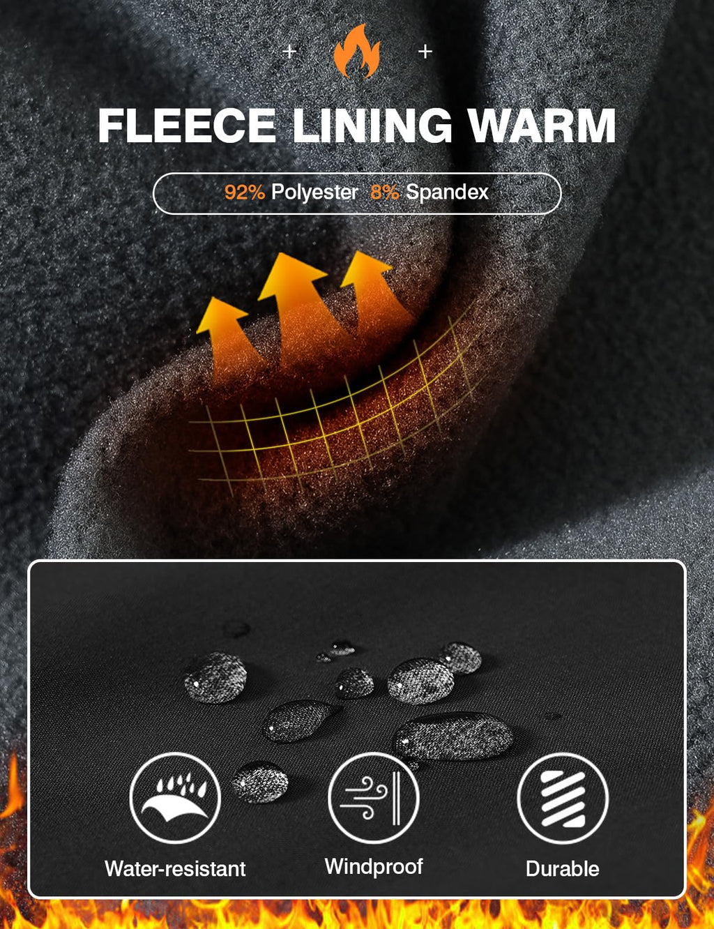 TBMPOY Women's Ski Snow Pants Waterproof Windproof Fleece Lined Warm Hiking Insulated Softshell Cargo Pant 4 Pockets Black M