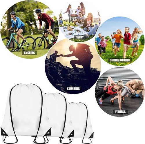 Grneric Drawstring Backpack - 60 Pack Cinch Sack for Gym, Parties & Trips | White