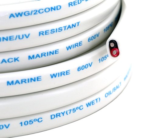 GS Power 100 Ft Marine Wire - 18 Gauge Oxygen-Free Tinned Copper Electrical Cable for Boats & RVs