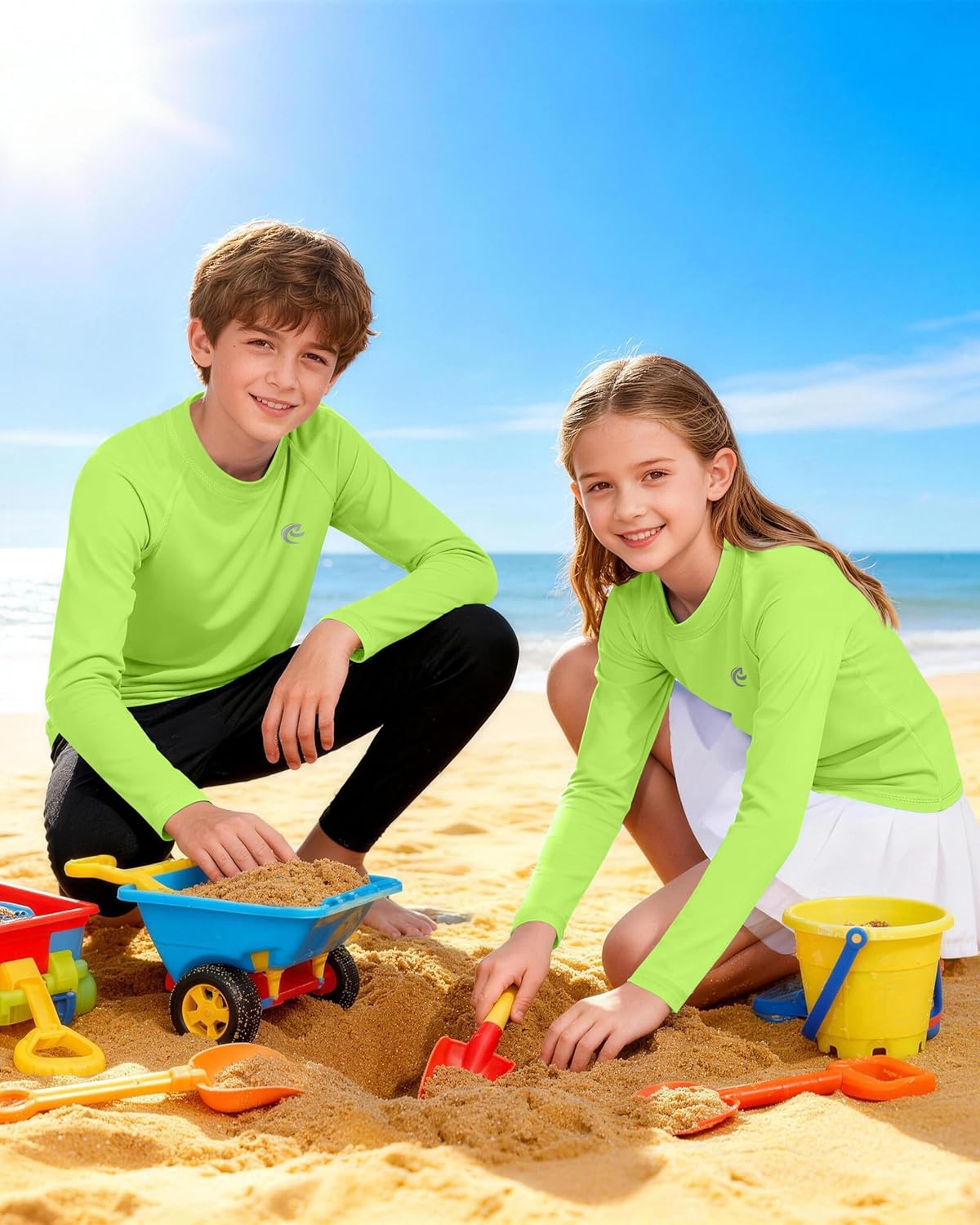 Skiennix Boys UPF 50+ Long Sleeve Swim Shirt - UV Sun Protection Rash Guard for Beach & Surf