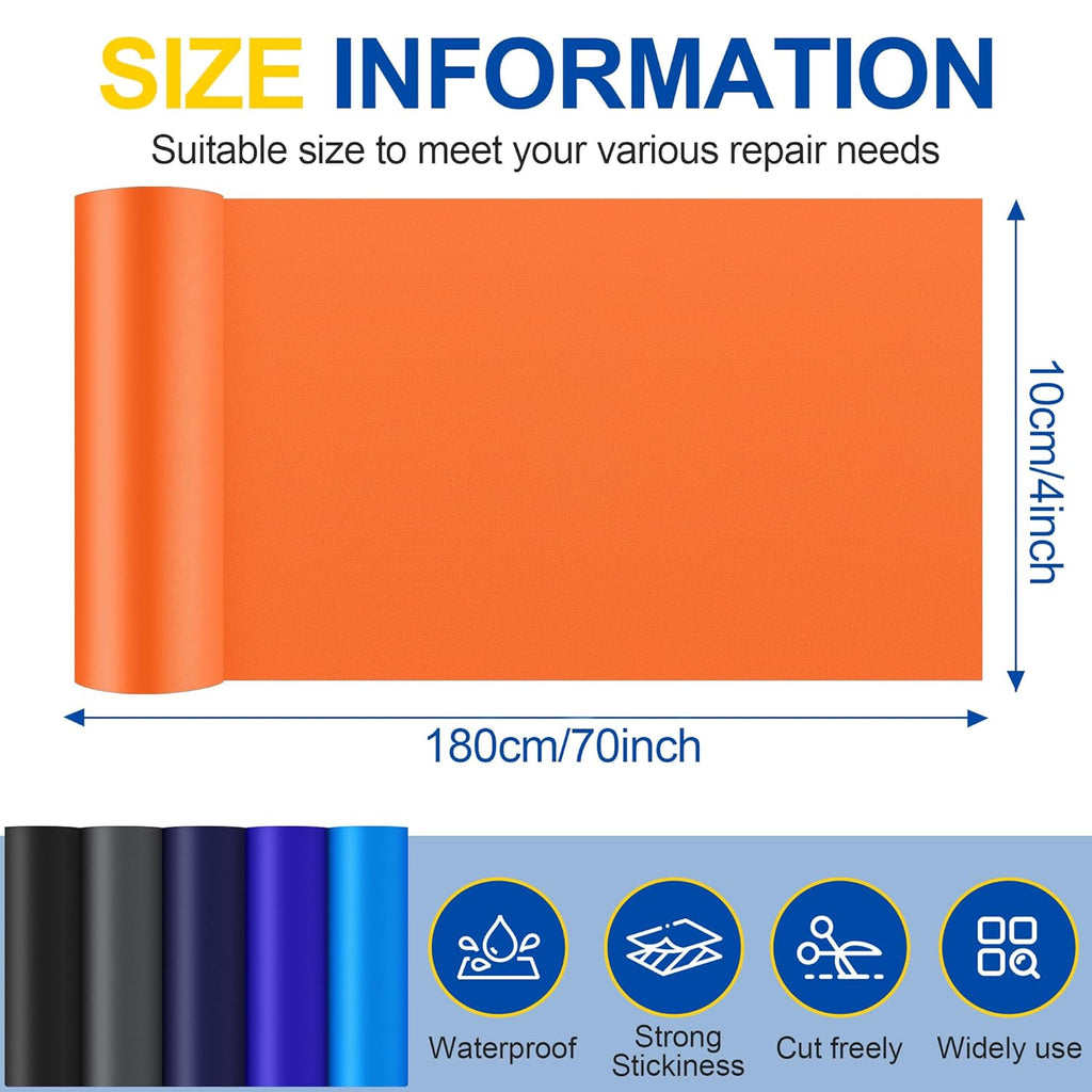 Skiennix Fabric Repair Tape - Waterproof Self-Adhesive Nylon Patch Kit for Jackets & Tents | 4x70 Inch, Orange