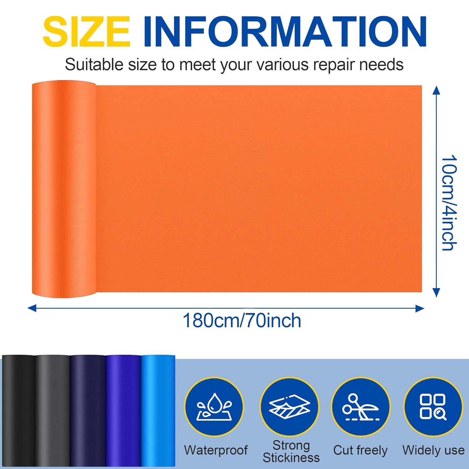 Skiennix Fabric Repair Tape - Waterproof Self-Adhesive Nylon Patch Kit for Jackets & Tents | 4x70 Inch, Orange