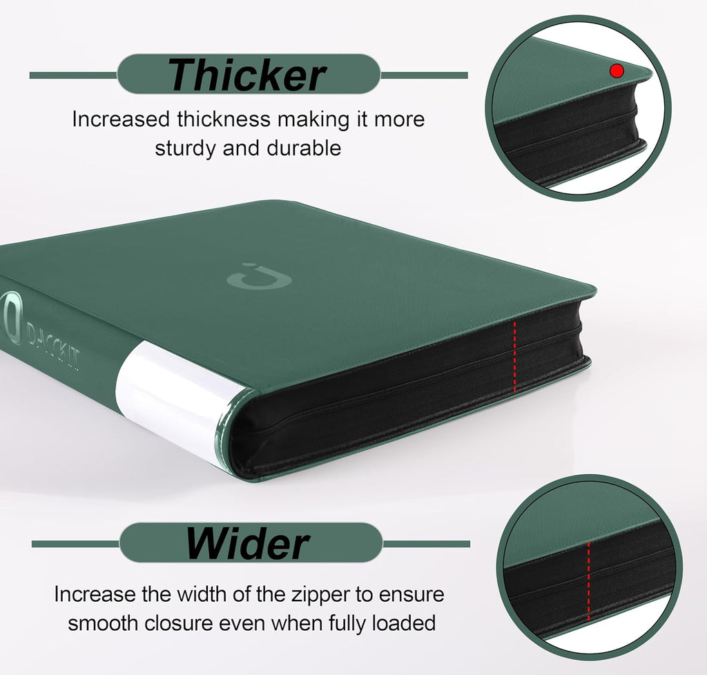 Premium 2000 Pocket Card Binder - Ringless Trading Card Album Fits 2000 Cards | Blackish Green