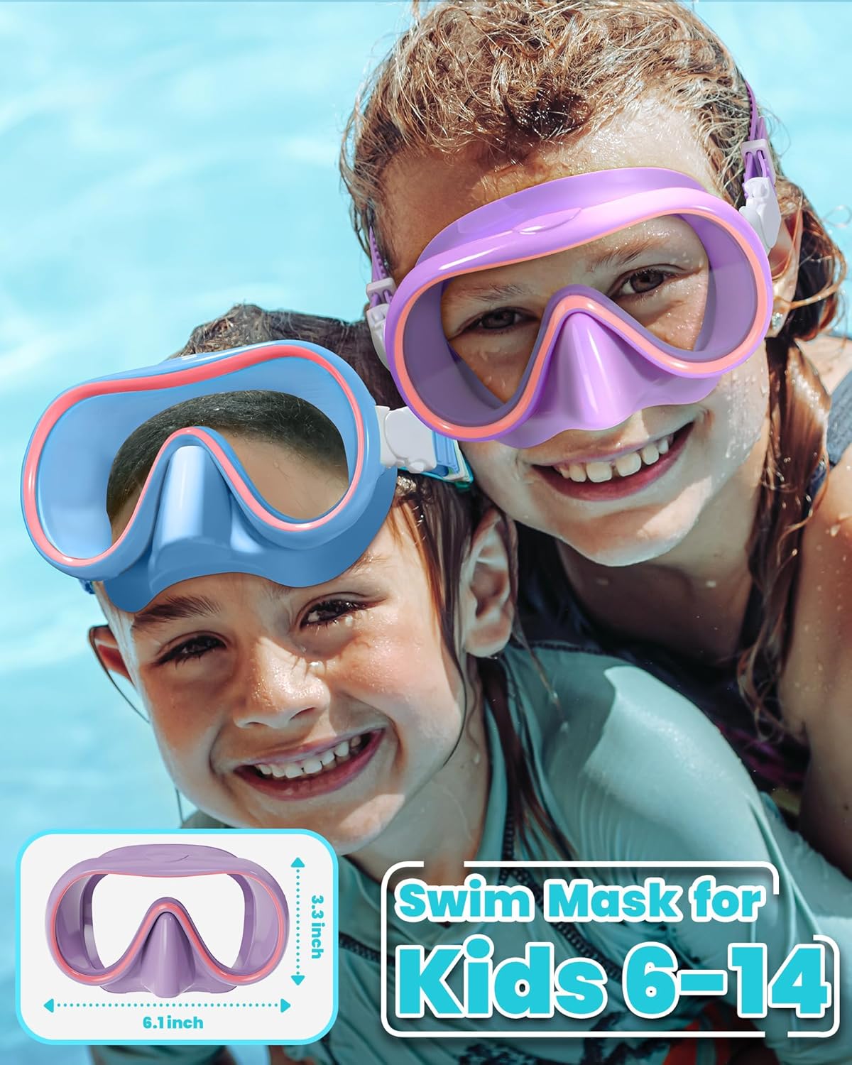Seago Swim Goggles - 2 Pack with Nose Cover for Kids 6-14 | Wide-Frame Design for Comfort