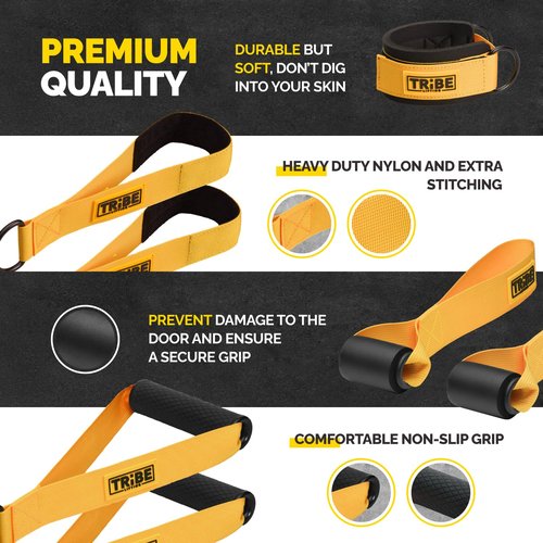Tube Resistance Bands for Working Out Men and Women - Exercise Bands Resistance Bands Set, Resistance Band Bar, Handles, Ankle Straps, Foot Straps and Door Anchor, Tube Workout Bands (Yellow)