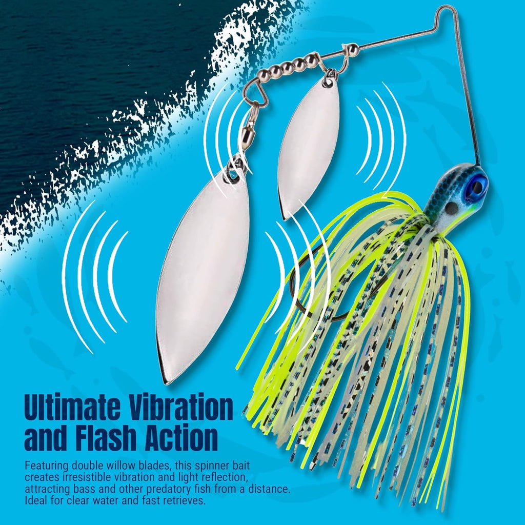 Reaction Tackle Spinner Bait Fishing Lure - 3-Pack for Bass, Trout, Pike, Salmon & Walleye