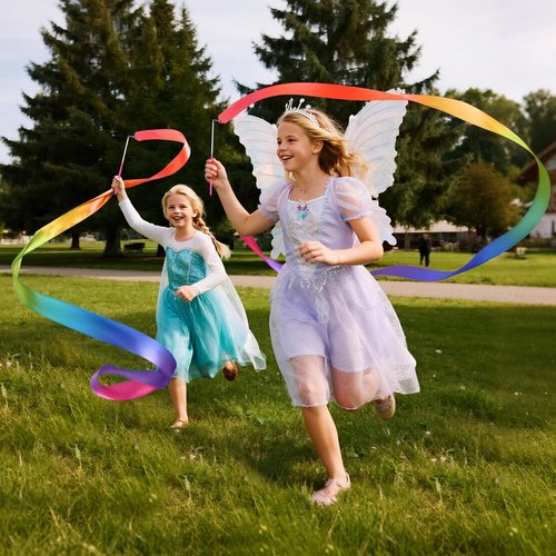 Gymnastics Ribbon 2 Pack - Colorful Dance Bands with Sticks for Kids | Vibrant Rainbow Streamers for Parties