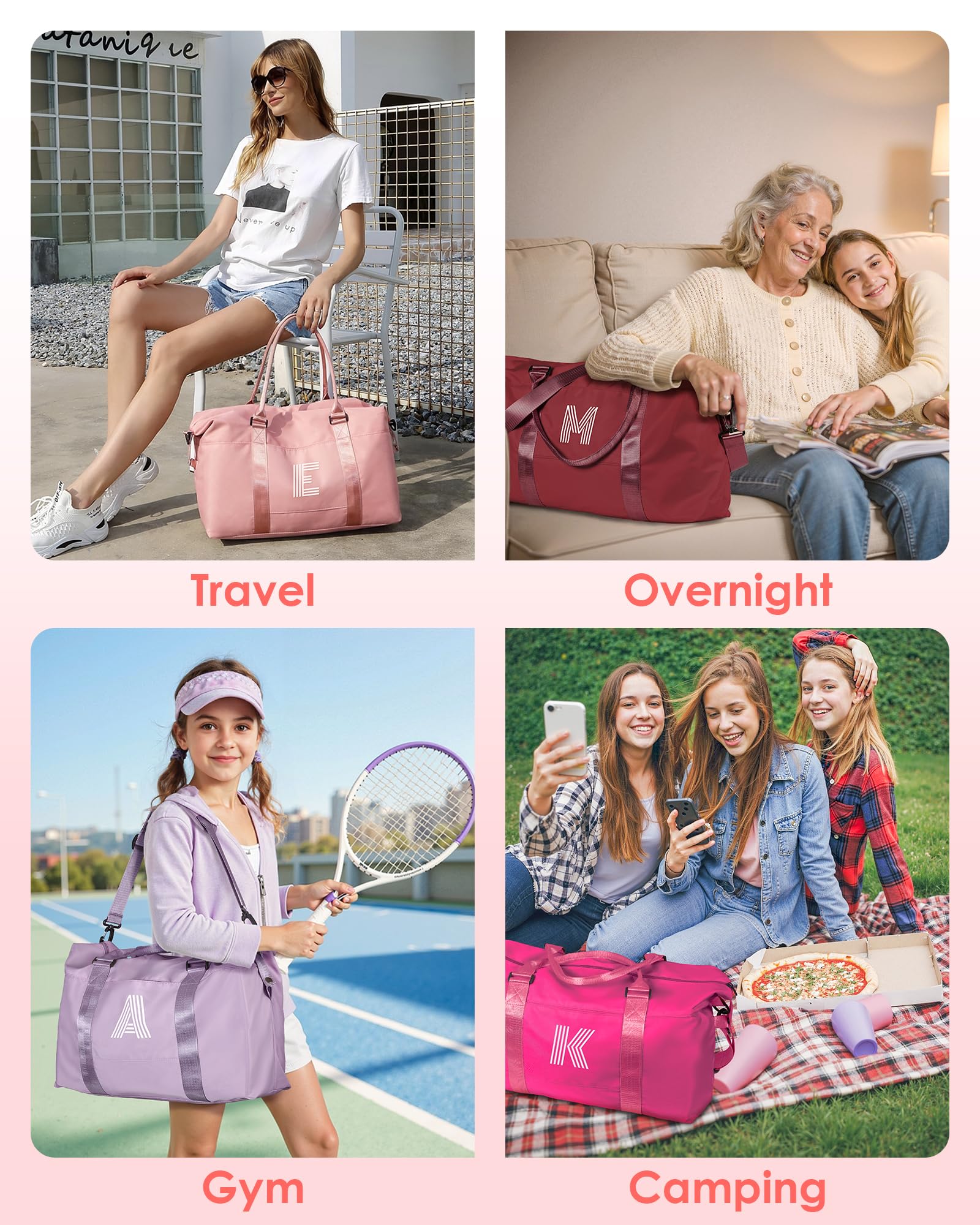 Vogewood Graduation Gifts-Birthday Gifts for Girl 8 9 10 11 12 13 14 15 16 Year Old, Granddaughter Gift, Travel Duffel Bag, Kids Weekender Bag,Daughter Gift Teen Girl Gifts Trendy Stuff (Letter K)