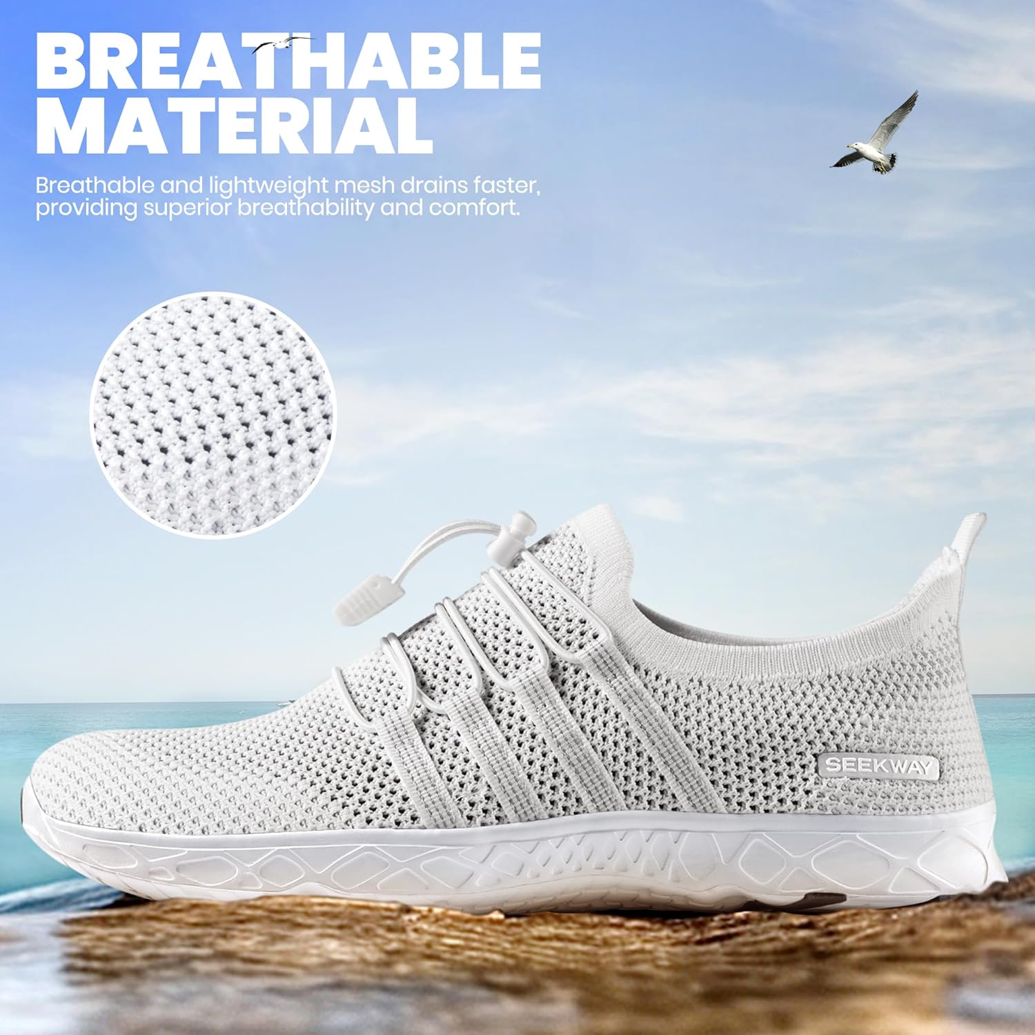 SEEKWAY Quick Dry Water Shoes for Men & Women - Barefoot Aqua Shoes for Beach, Surf & Pool Activities