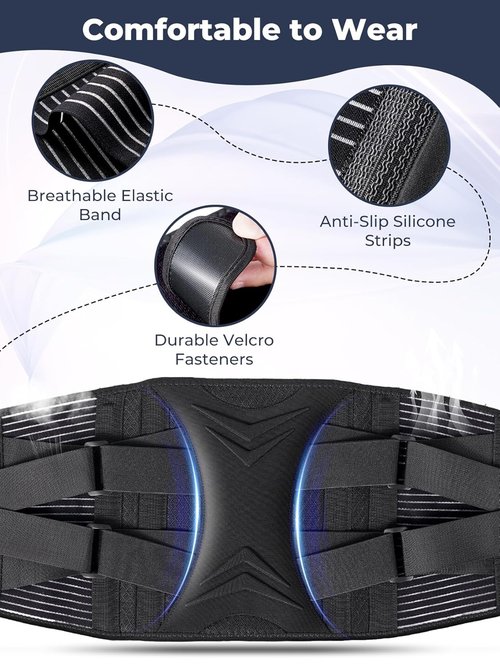 KKM Back Brace for Lower Back Pain Relief - Breathable Support Belt for Herniated Disc & Sciatica | XL Size