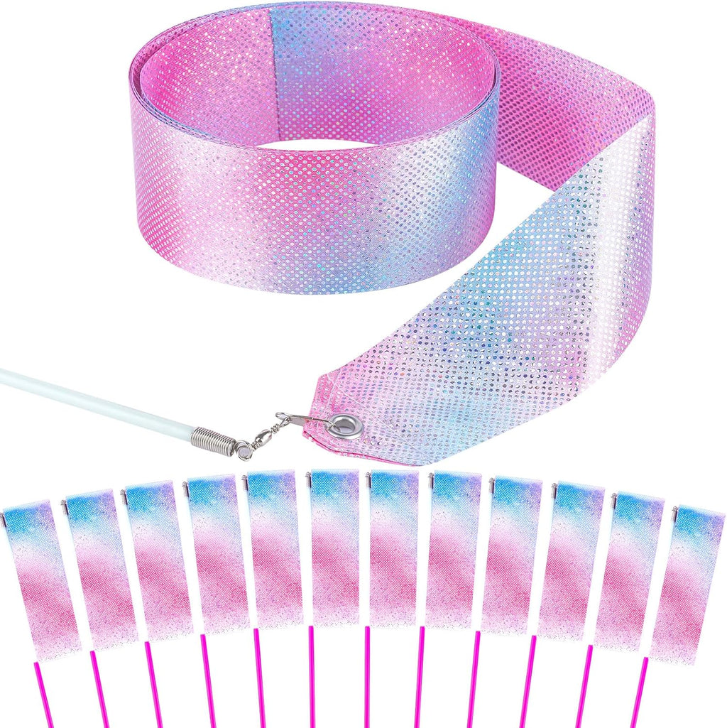 Skiennix 14PCS Dance Ribbons - Sparkling Twirling Streamers for Kids' Birthday Parties & Gymnastics
