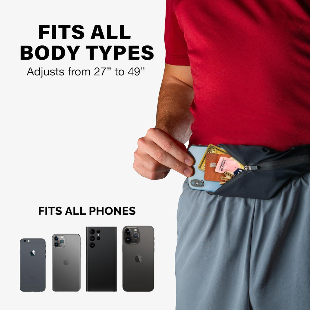 Back Bay Slim Running Belt - Fits All Phones | Versatile Fanny Pack for Runners & Workout Gear