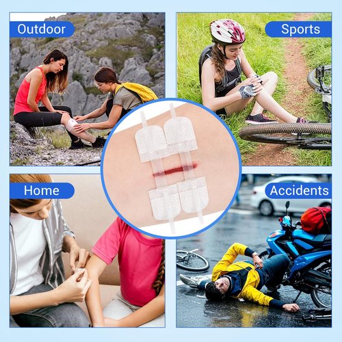 VPRIME SAFETYFY 34 Pack Wound Closure Strips, Zip Stitches Wound Closure Kit 6PCS Repair Wounds Without Stitches, Sutures Butterfly Bandaids for Cut Care, Skin Closures, Outdoor Survival, Trauma Care