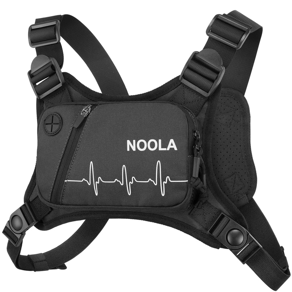 NOOLA Running Chest Pack, Running Vest for Men Women with Reflective Back, Lightweight Sport Chest Bag for Runners, Cycling, Biking, EDC Pouch, Phone Holder Carrier for Jogging, Black