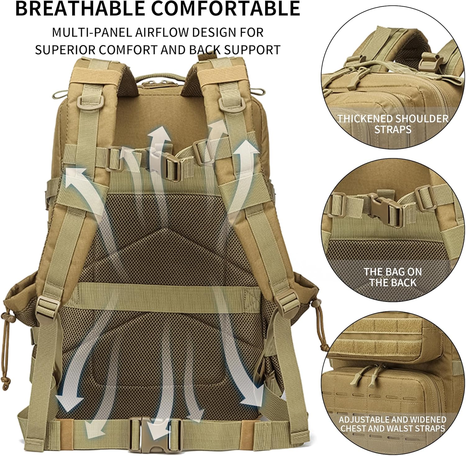 Skiennix Military Tactical Backpack - 45L/25L Assault Pack for Hiking | Unisex Molle Daypack