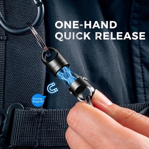 FEGVE Quick Release Magnetic Keychain, Detachable Magnet Key Chain Holder with Secure Lock & D Ring for Car Key Fob