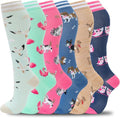 Fenglaoda Compression Socks - 6 Pairs Knee High Support for Running, Travel & Nursing