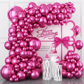 Togvu Chrome Hot Pink Balloons - Metallic Fuchsia Balloon Garland Kit | 123 Pack in 5, 10, 12, 18 Inch Sizes for Birthday & Wedding Decor
