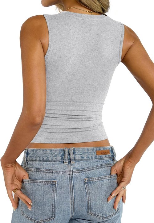 EasyGala Women's Cotton High Neck Tank Top - Fitted Sleeveless Summer Casual Shirt