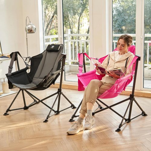 Ever Advanced Padded Oversized Hammock Chair - Heavy Duty Portable Swing with Multi-Storage Pockets | Supports Up to 400lbs, Pink