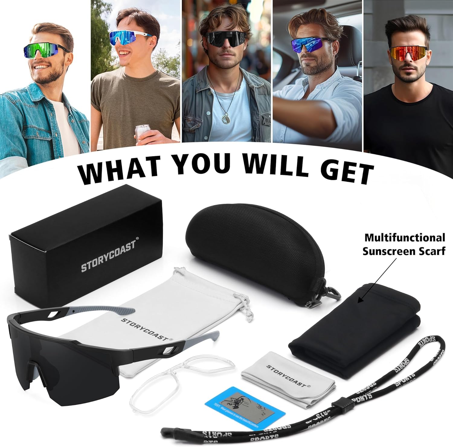 STORYCOAST Polarized Sports Sunglasses for Men Women Fishing Cycling Bike Running Sun Glasses UV Protection