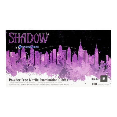Adenna SHD935 Nitrile Exam Gloves - Medical Grade, Powder-Free, Black, Medium, Box of 100
