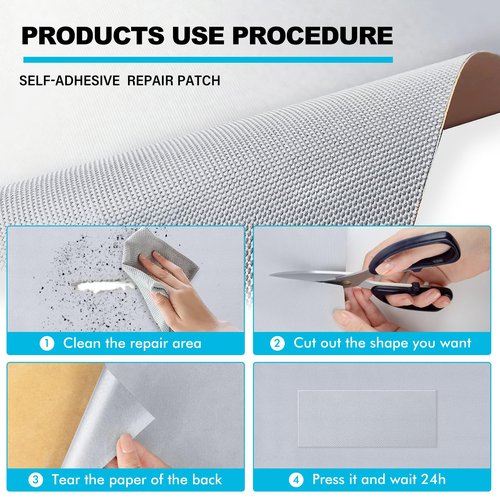 BOATPRO Boat Cover Repair Kit, 600D Super Stick Self-Adhesive Boat Cover Patch Repair Kit for Repairing Pool Cover, RV Cover, Awning, Waterproof Heavy Duty Canvas Repair Kit Gray, 15" x 5",2 Pcs