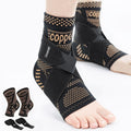 INDEEMAX Ankle Brace for Sprained Ankle Compression Sleeve, 2 Pack Copper Infused Ankle Support Brace for Women & Men, Plantar Fasciitis Relief Achilles Tendonitis, Sports Running, Copper Black, L