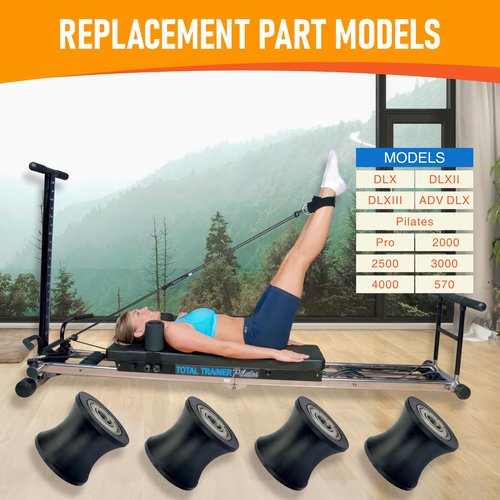 DAFORE Upgraded Machined Wheels/Rollers Compatible with Bayou Fitness,Total Trainer,Taurus,Replacement Parts for DLX,DLXII,DLXIII,ADV DLX,Pilates Pro 2000 2500 3000 3500 4000 570,4Pcs