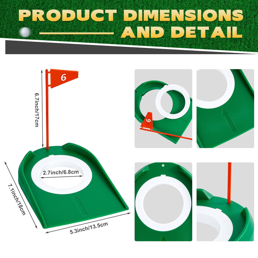 Sotiff 9 Pack Golf Putting Cup and Flag Plastic Golf Hole Training Aids Training Putters for Indoor Outdoor Men Women Office Backyard Garage Accessories(Red)