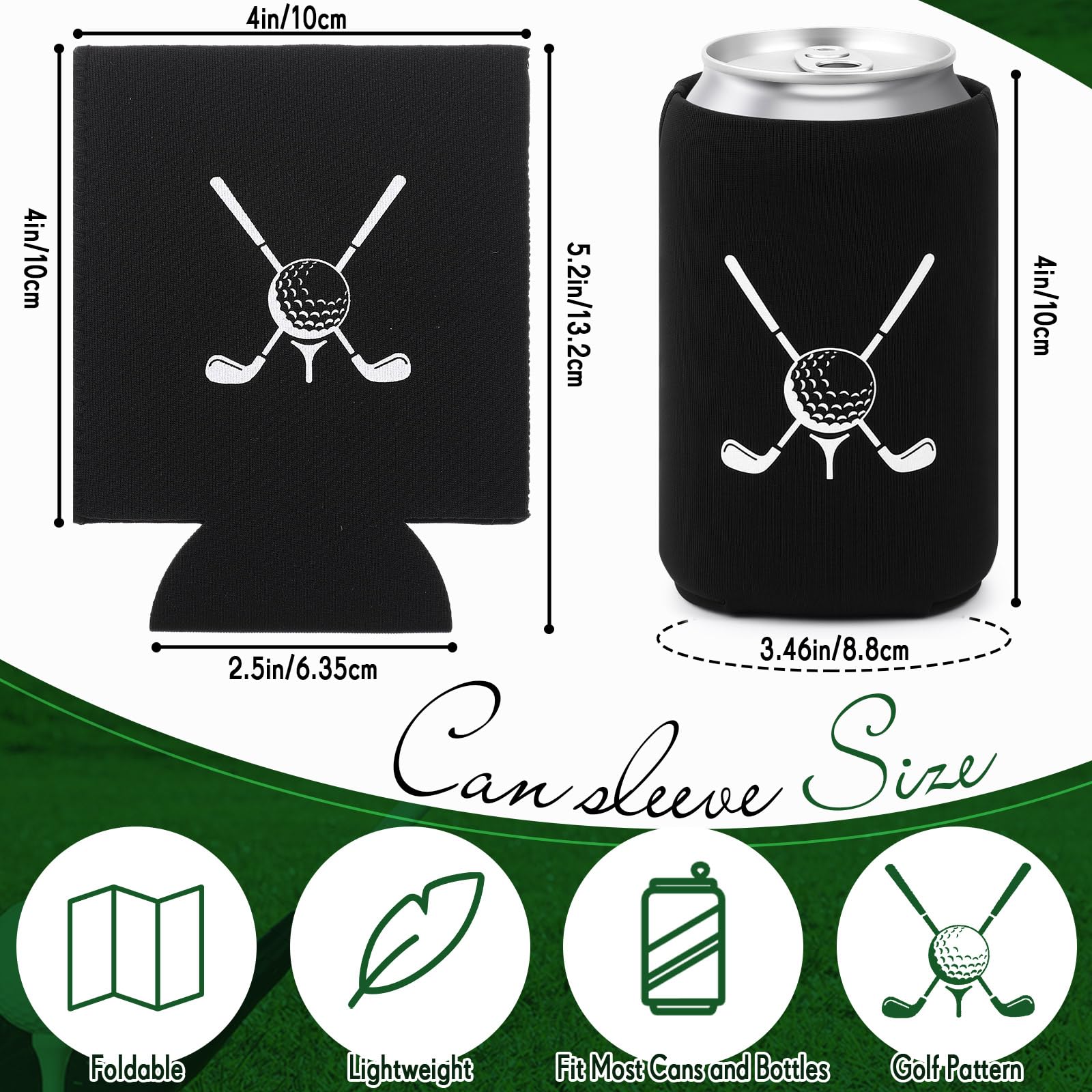 Reallnaive Golf Cart Cooler Bag Insulated with 6 Beer Can Sleeves 24 Can Large Foldable Leakproof Soft Cooler Bag with Bottle Opener Ice Cooling Holds for Golf Cart (Black)