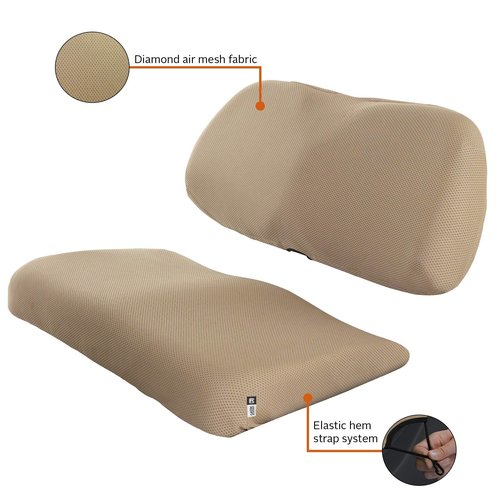 Classic Accessories Fairway Diamond Air Mesh Golf Cart Seat Cover, Light Khaki
