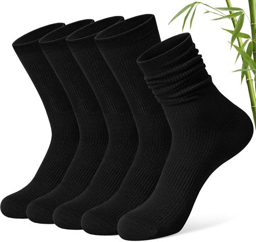 FITRELL Women's Bamboo Rayon Dress Socks - Thin, Breathable Calf Crew | 5 Pairs for Casual Wear