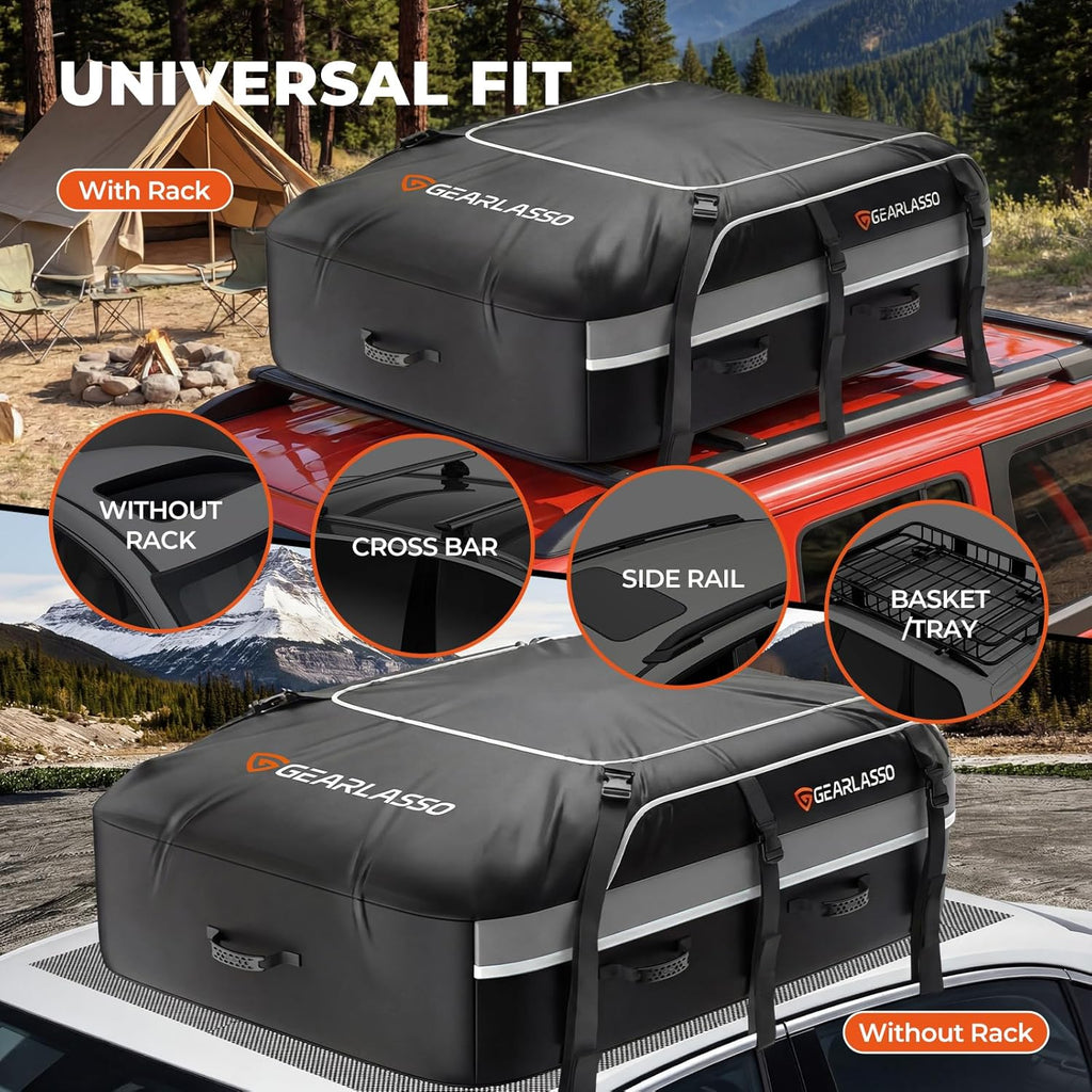 Skiennix Car Roof Bag - 21 Cubic Feet Waterproof Cargo Carrier for SUVs & Vans | Heavy-Duty PVC, Universal Fit