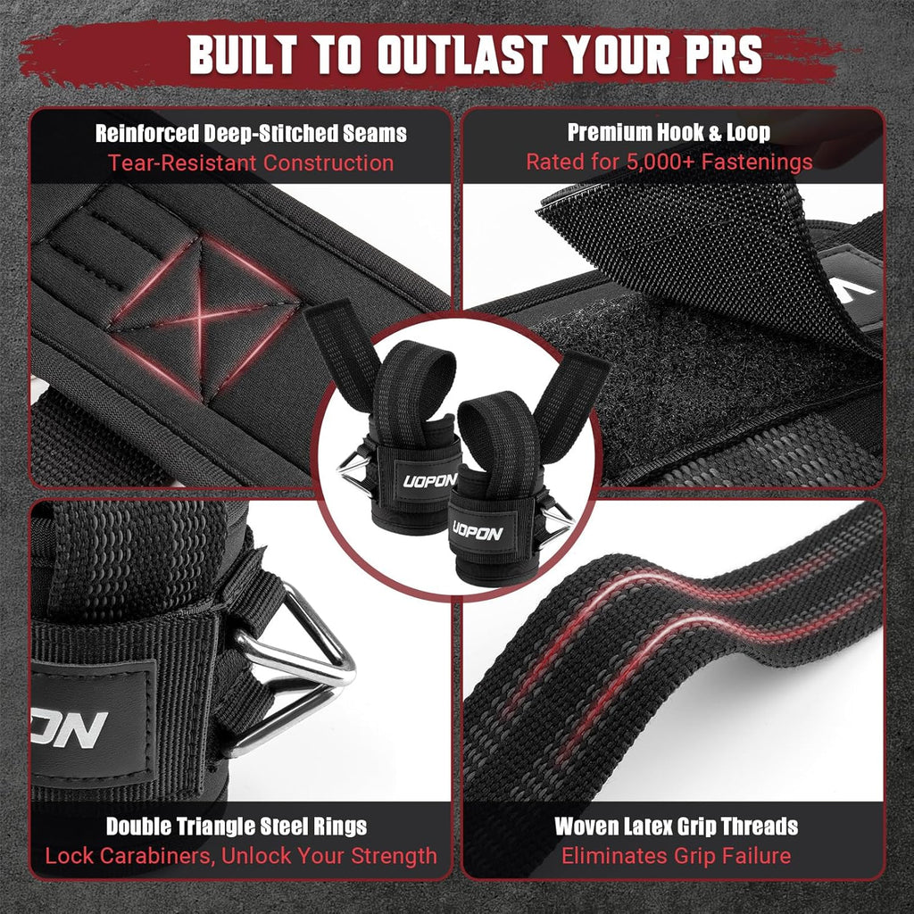 Skiennix Weight Lifting Straps - 2-in-1 Non-Slip Wrist Straps with Double Triangle Rings for Home Gym