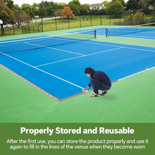 Pickleball Court Marking Kit Easy to Install Professional Size Adjustable Pickleball Court Line Cardboard Stencil for Asphalt Concrete Driveway Backyard