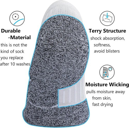 CWVLC No Show Compression Socks - Cushioned Sports Socks for Men & Women | 4 or 8 Pairs